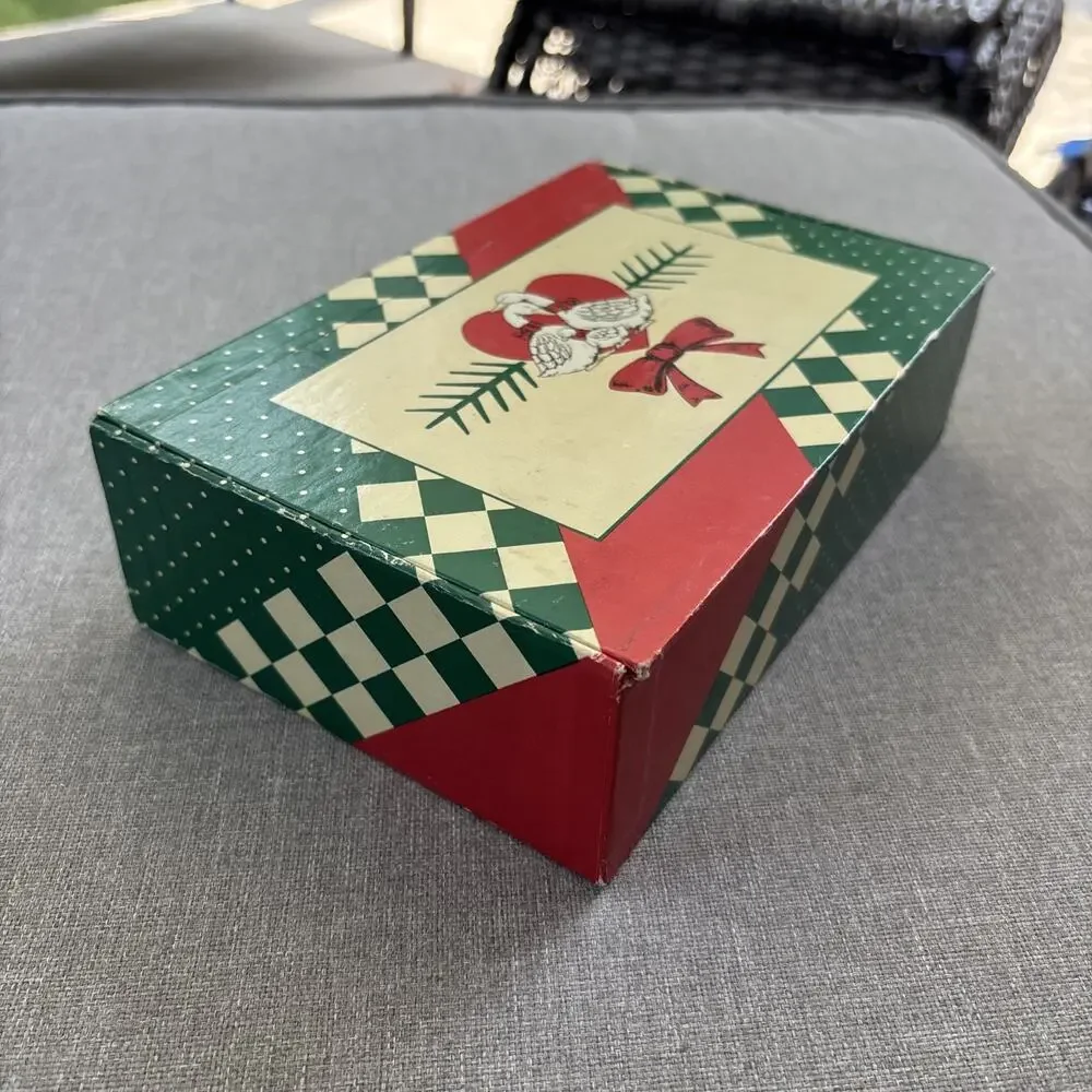 General Box Co School Pencil Pen Goose Family Red Green Heart Country Vintage